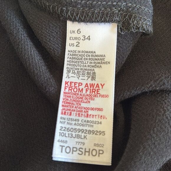 Topshop Black Twist Front Button Down Mini Shirt Dress Short Sleeves - Picture 7 of 9